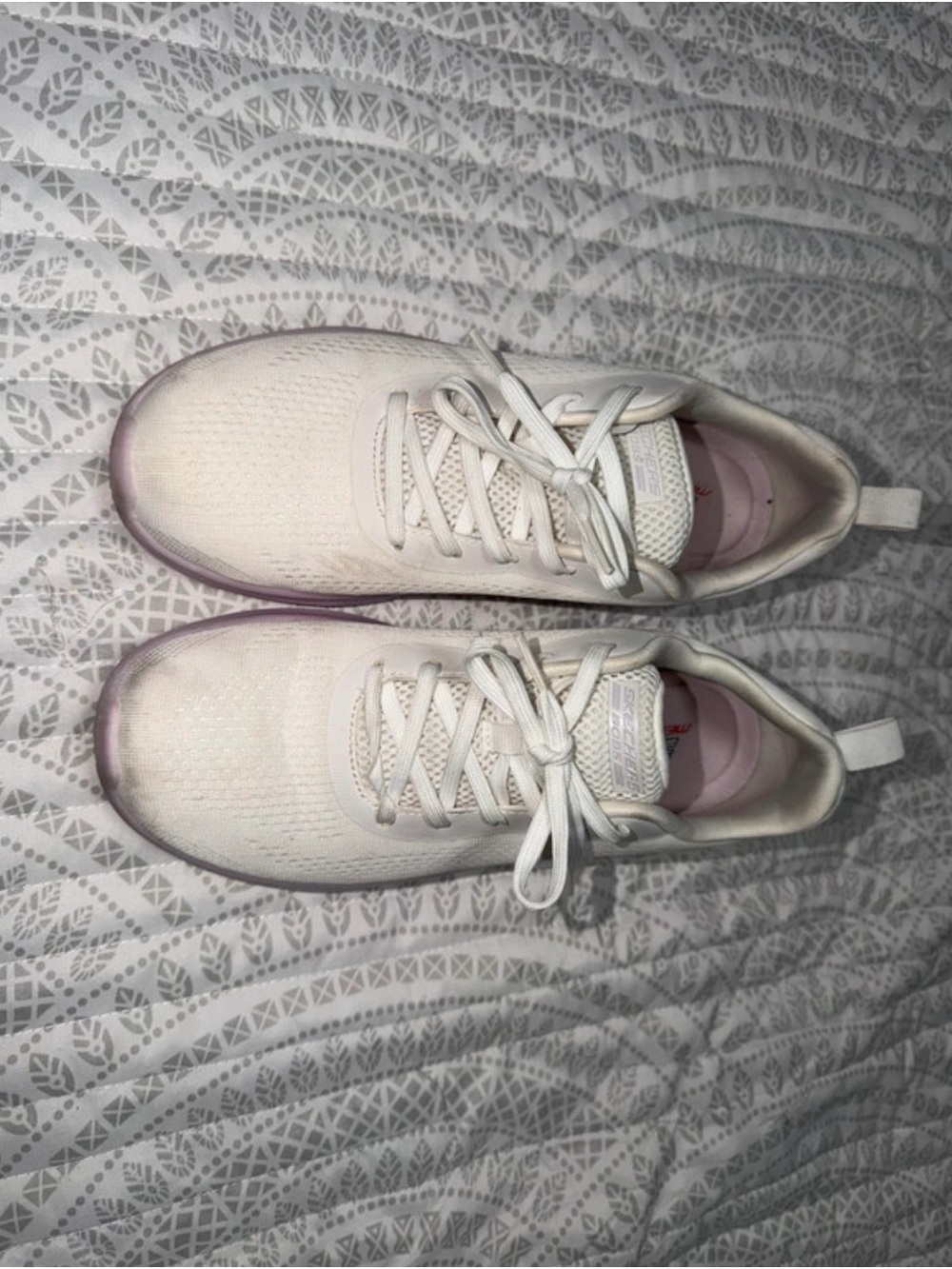 Skechers Women's White Sneakers with Pink Trim